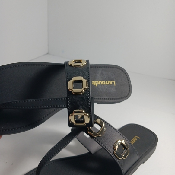 Larrounde Women Shoes Milan S Black Sandals PVC Size 10/11 - Picture 8 of 9